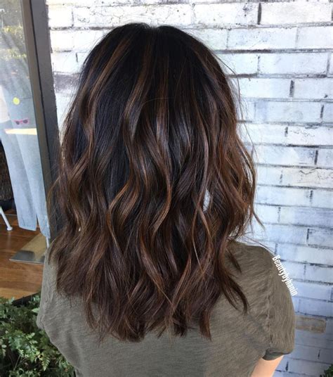 highlights on medium length brown hair|shoulder length haircuts brunette.